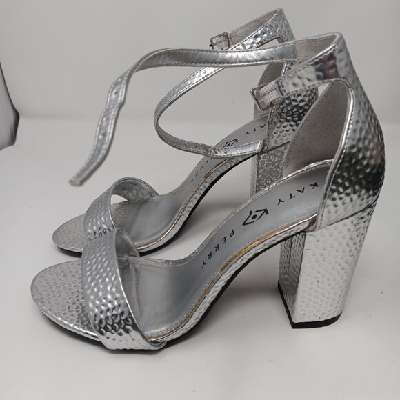 Katy Perry Women's The Goldy Heeled Sandal, Silver, US 7.5 EU 37.5 - Picture 2 of 6